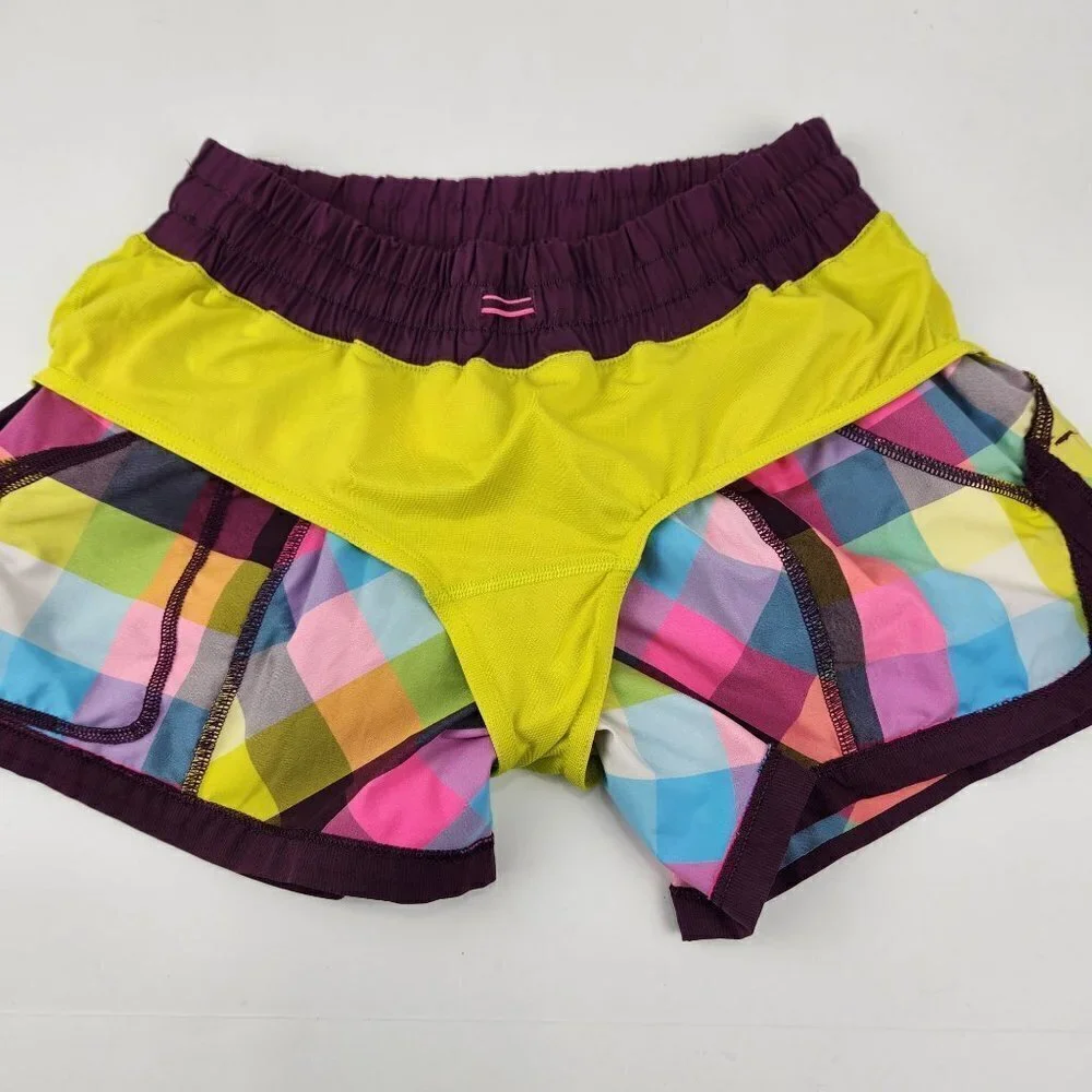 Lululemon Shake & Break Short Womens 6 Sea‎ Check Multi Plum READ PLEASE